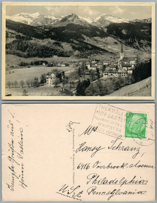 BAD HOFGASTEIN MIT HUNDSKOPF GERMANY ANTIQUE REAL PHOTO POSTCARD w/ STAMP RPPC