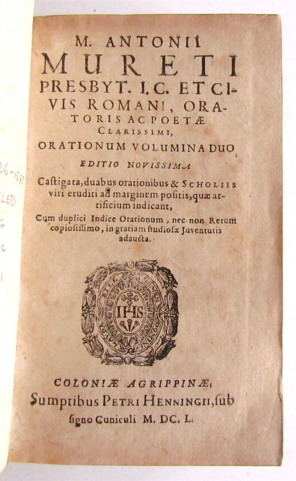 1650 M.ANTONII MURETI ORATORIS AS POETAE antique VELLUM ANCIENT ROMAN POETRY