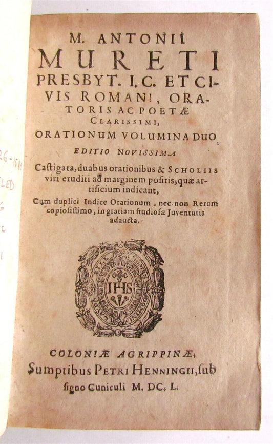 1650 M.ANTONII MURETI ORATORIS AS POETAE antique VELLUM ANCIENT ROMAN POETRY