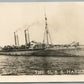 MILITARY SHIP U.SS. HARRISBURG ANTIQUE REAL PHOTO POSTCARD RPPC