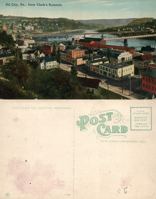 OIL CITY PA FROM CLARK'S SUMMIT ANTIQUE POSTCARD