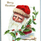 MERRY CHRISTMAS ANTIQUE POSTCARD w/ SANTA