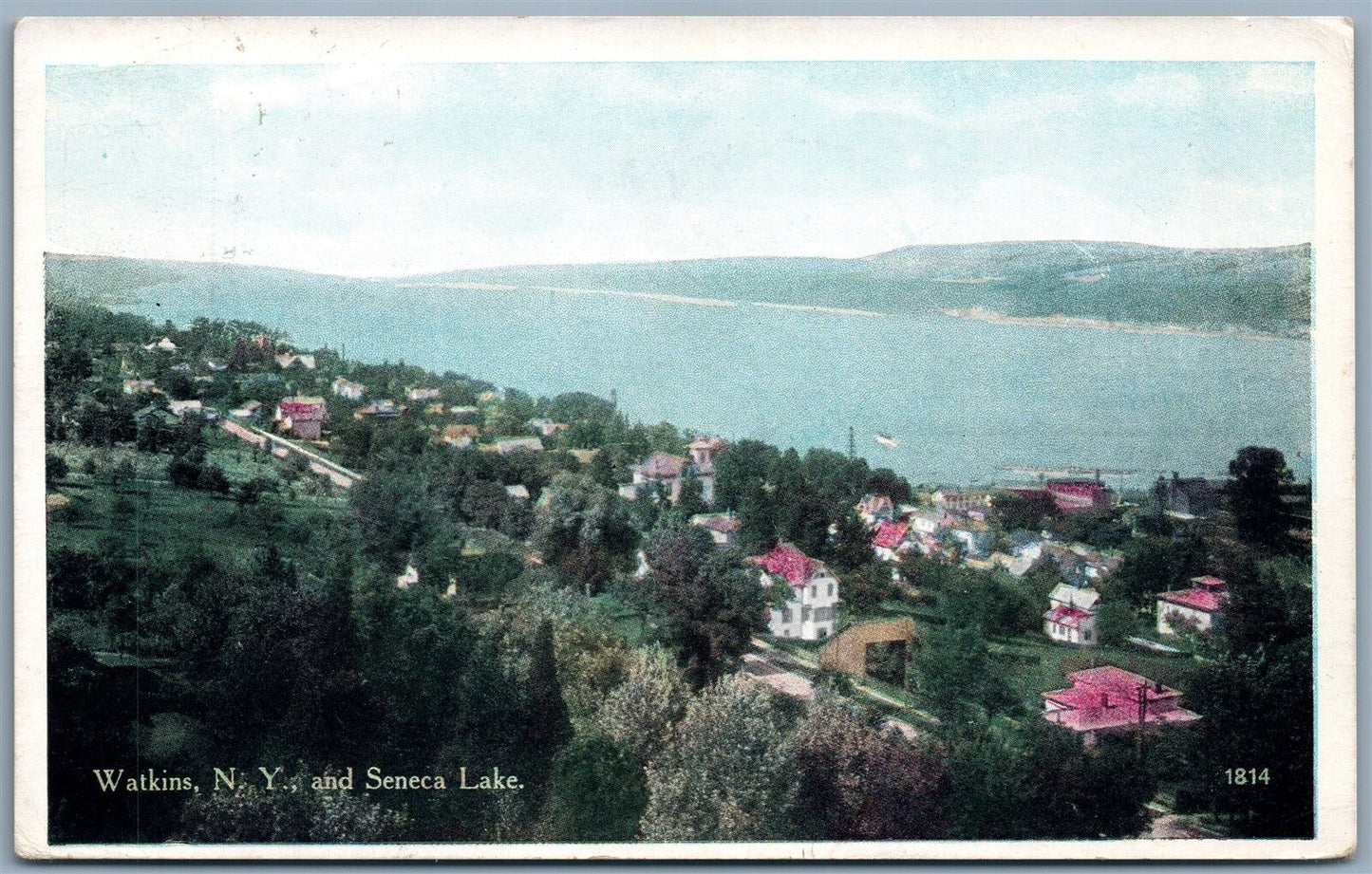 WATKINS NY & SENECA LAKE 1941 VINTAGE POSTCARD