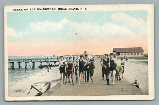 IDEAL BEACH NJ BOARDWALK ANTIQUE POSTCARD