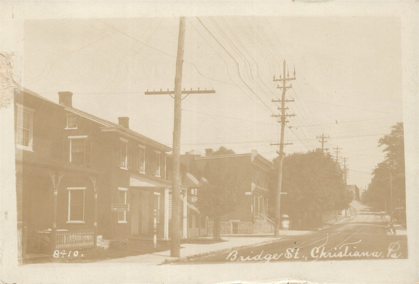 CHRISTIANA PA BRIDGE STREET VIEW ANTIQUE REAL PHOTO POSTCARD RPPC