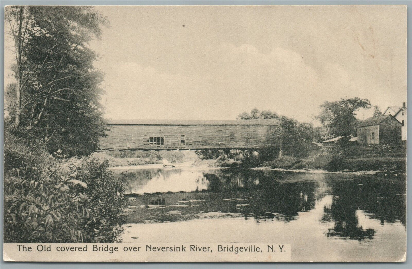BRIDGEVILLE NY OLD COVERED BRIDGE ANTIQUE POSTCARD