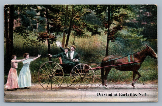 EARLVILLE NY DRIVING ANTIQUE POSTCARD