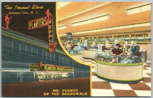 ATLANTIC CITY NJ PEANUT STORE on BOARDWALK VINTAGE POSTCARD