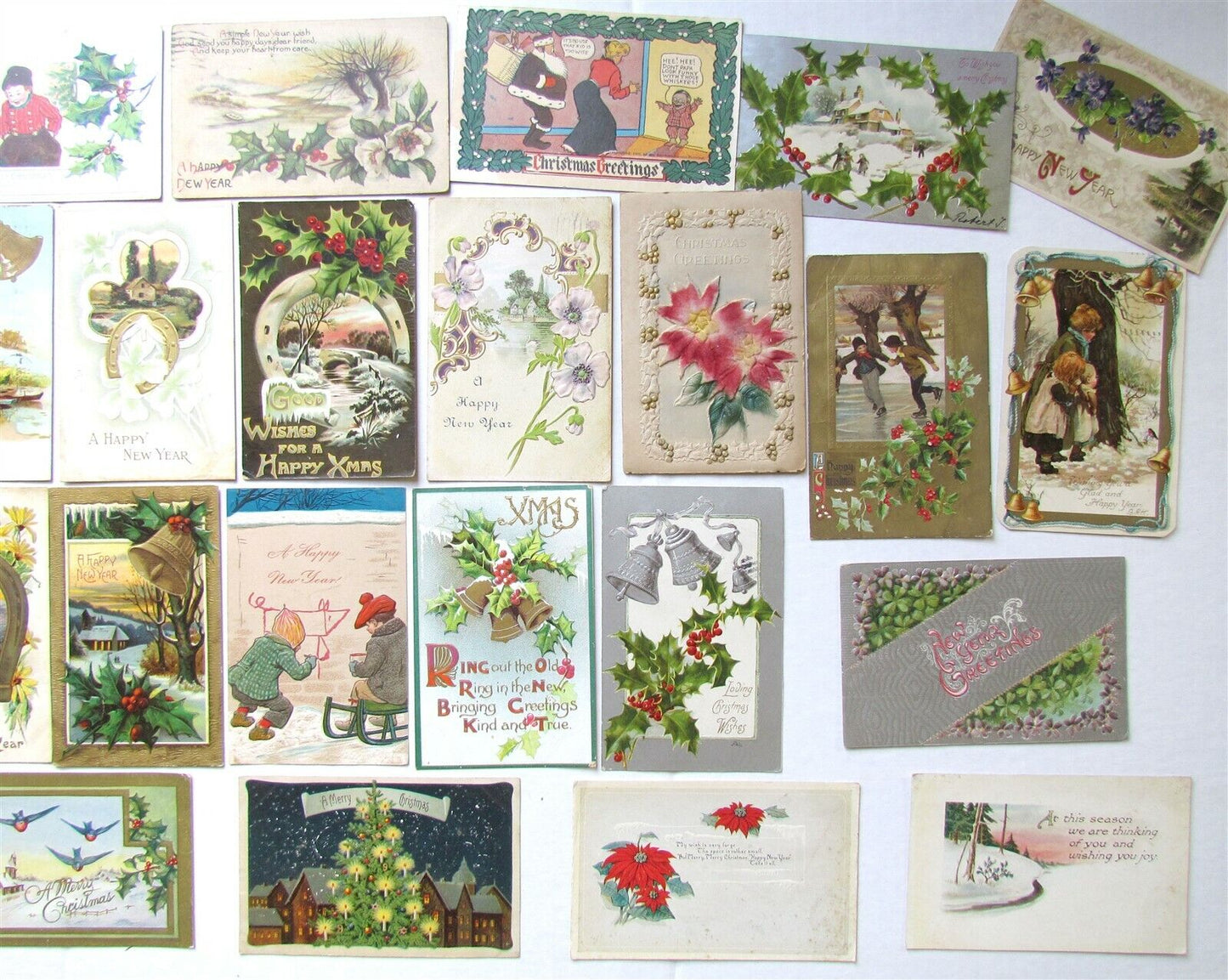 lot of 32 CHRISTMAS & NEW YEAR ANTIQUE POSTCARDS