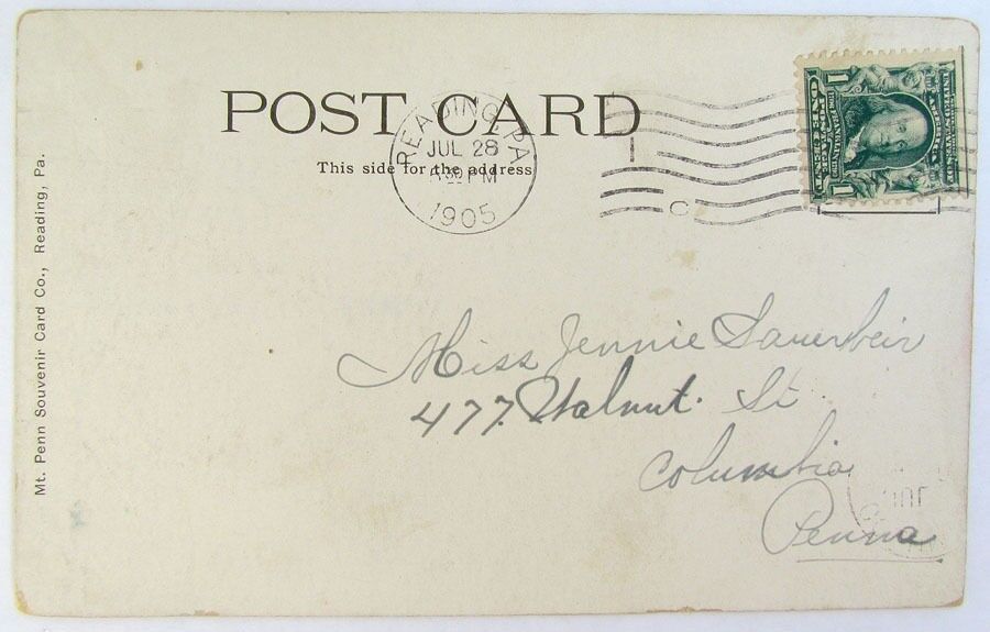 1905 ANTIQUE POSTCARD TOWER & HOTEL ON MOUNT PENN READING PA