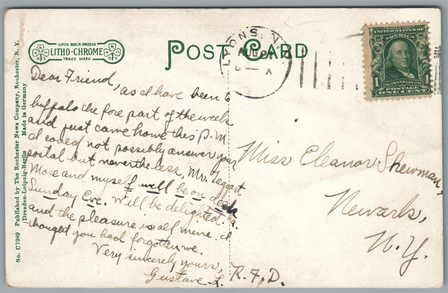 LYONS NY BIRDS EYE VIEW ANTIQUE POSTCARD