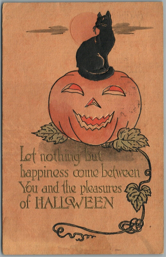 HALLOWEEN PLEASURES ANTIQUE POSTCARD