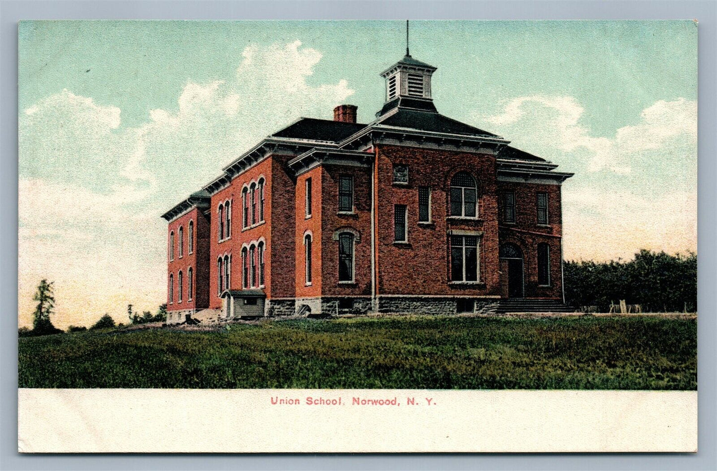 NORWOOD NY UNION SCHOOL ANTIQUE POSTCARD