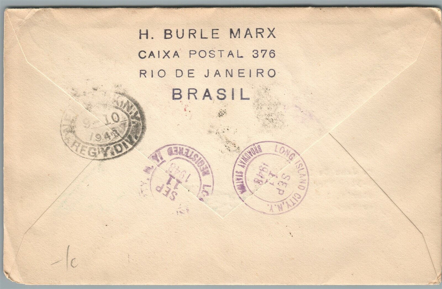 BRAZIL to NEW YORK USA 1948 VINTAGE COVER w/ STAMPS