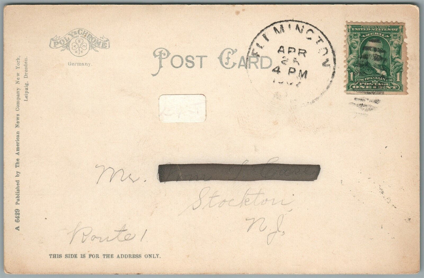 FLEMINGTON NJ MAIN STREET FROM BRANCH STR. ANTIQUE POSTCARD
