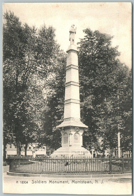 MORRISTOWN NJ SOLDIER'S MONUMENT UNDIVIDED ANTIQUE POSTCARD