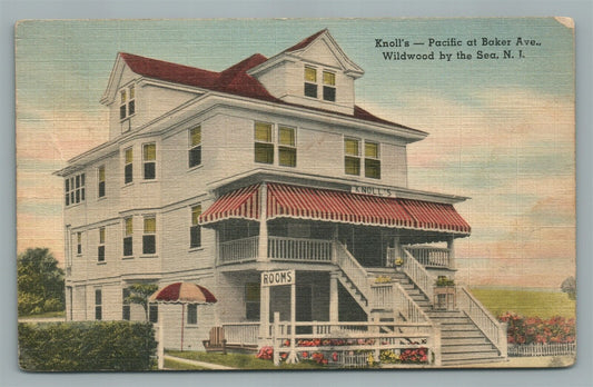 WILDWOOD ON THE SEA KNOLL'S INN PACIFIC AT BAKER AVE. VINTAGE POSTCARD