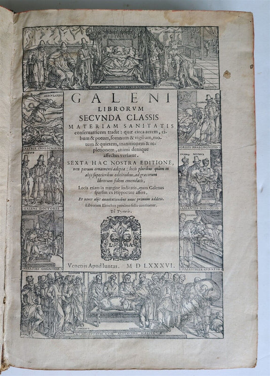 1586 RENAISSANCE EDITION OF GALEN antique FOLIO 16th century FAMOUS MEDICAL WORK