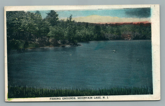 MOUNTAIN LAKE NJ FISHING GROUNDS VINTAGE POSTCARD
