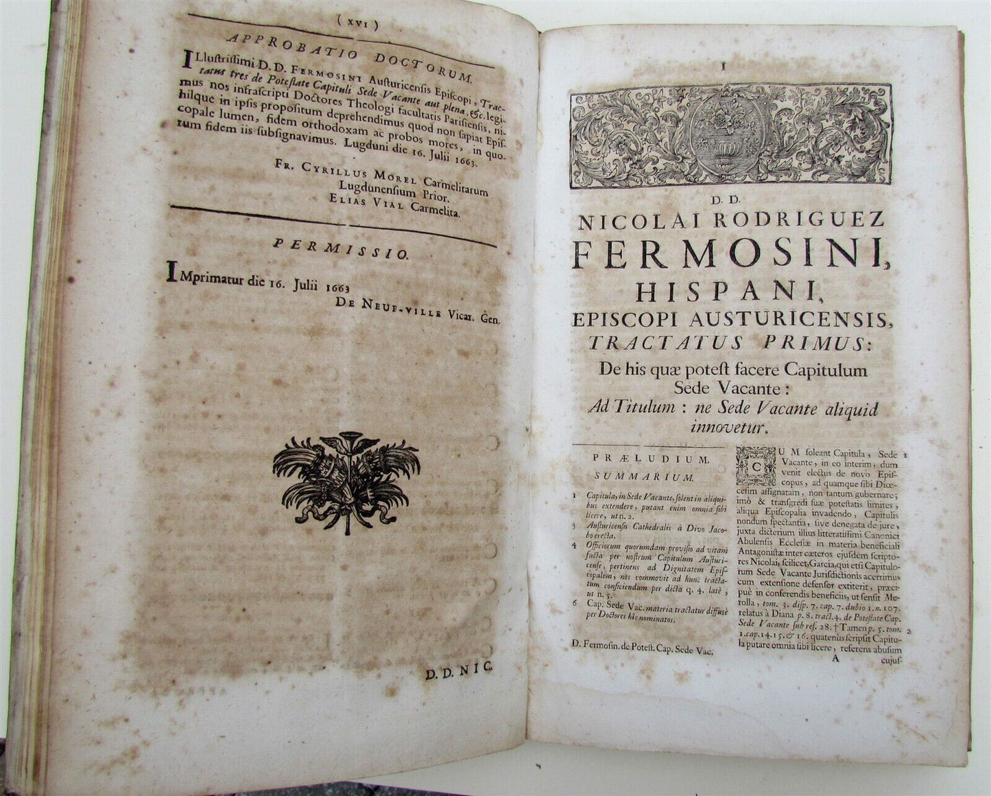 1741 VELLUM BOUND ANTIQUE FOLIO N. Fermosini HISPANI EPISCOPI POTESTATE CAPITULI