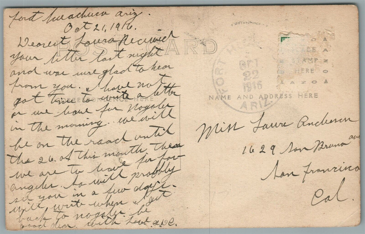 MEXICAN WAR AMERICAN CAMP 1916 ANTIQUE REAL PHOTO POSTCARD RPPC