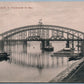 SCHONEBECK GERMANY BRIDGE 1912 ANTIQUE POSTCARD w/ STAMP