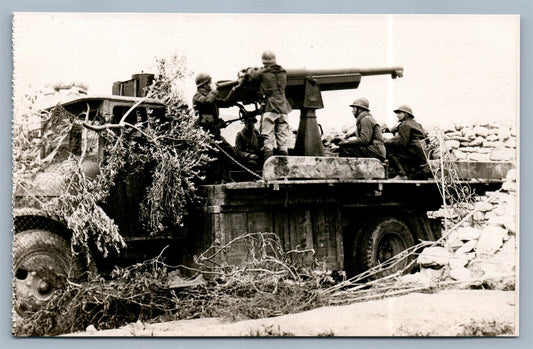 WWII MACHINE GUN ON TRUCK VINTAGE REAL PHOTO POSTCARD RPPC