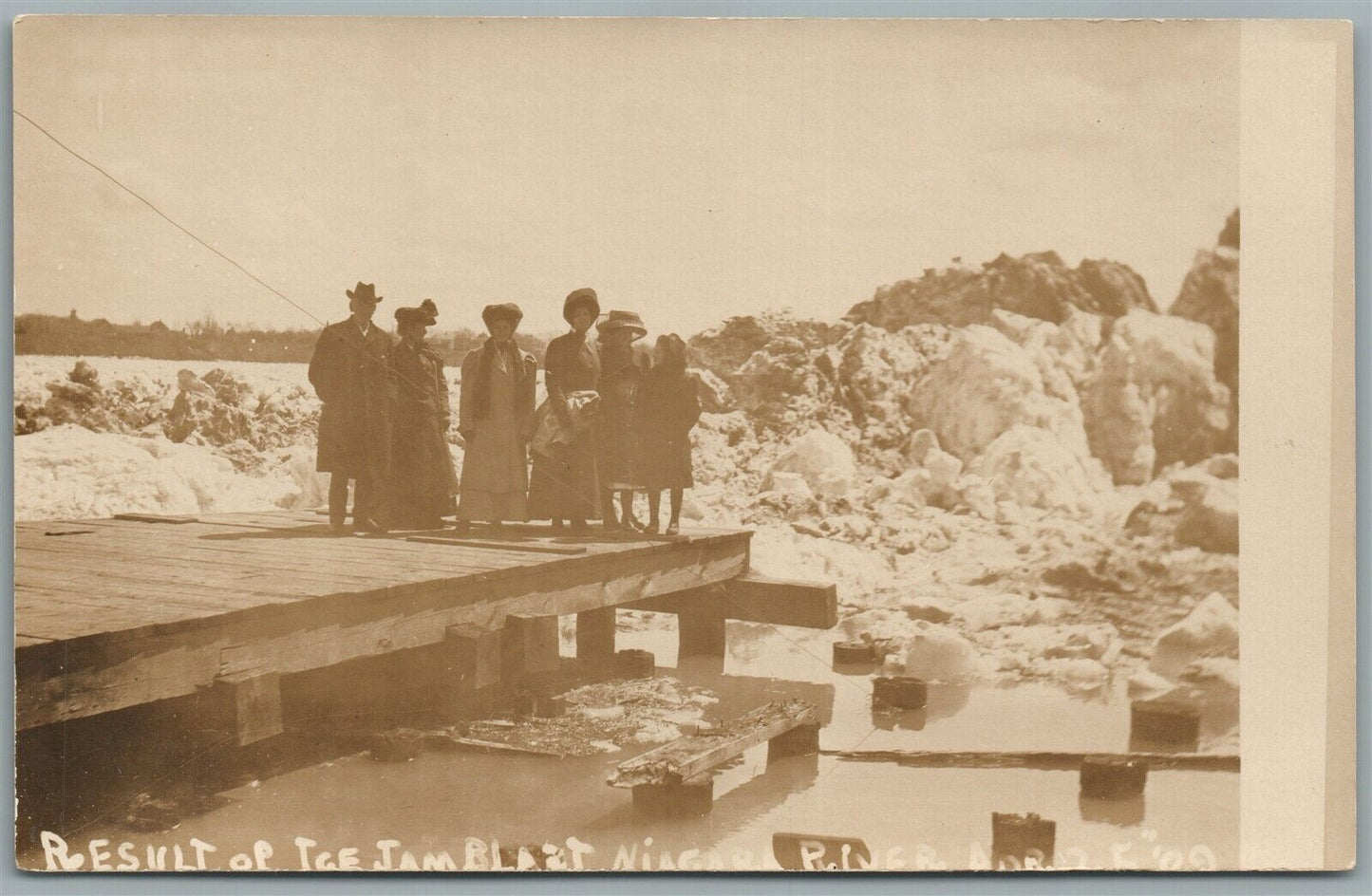 NIAGARA RIVER NY ICE JAM BLAST ANTIQUE REAL PHOTO POSTCARD RPPC