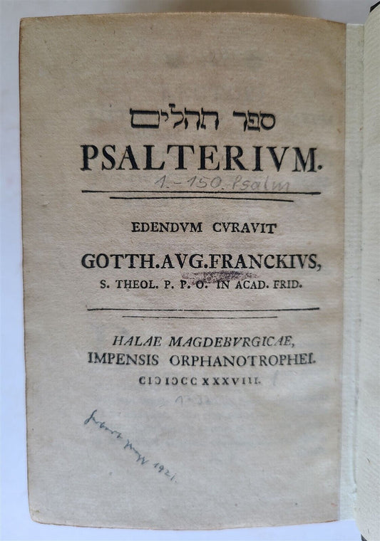 1738 PSALTERIUM in HEBREW Sepher Tehilim ANTIQUE Judaica PSALM BOOK Bible