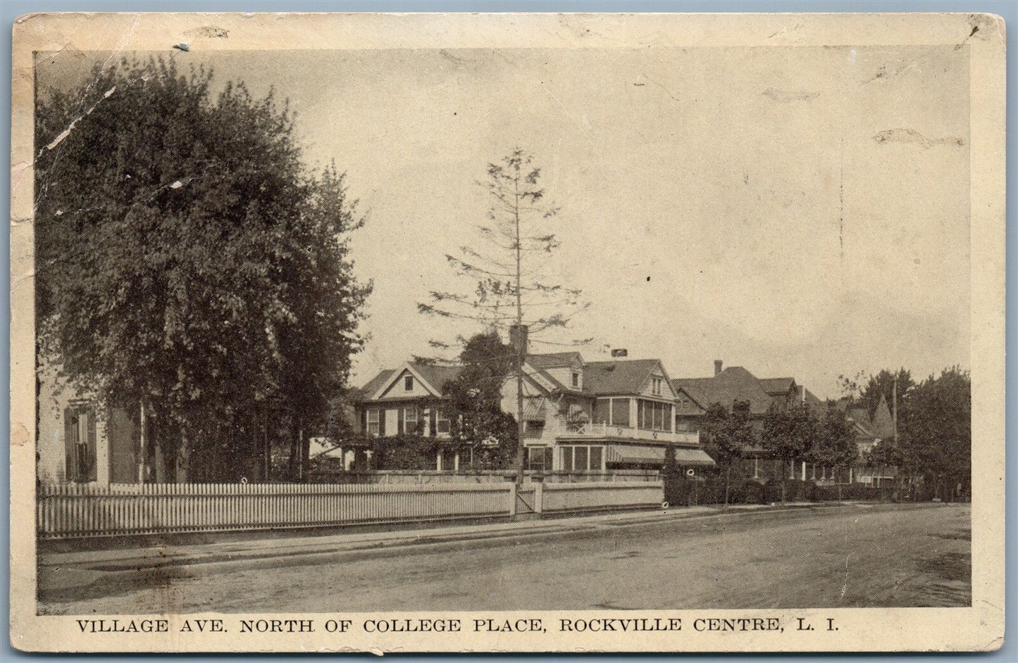 ROCKVILLE CENTRE LONG ISLAND NY VILLAGE AVENUE ANTIQUE POSTCARD