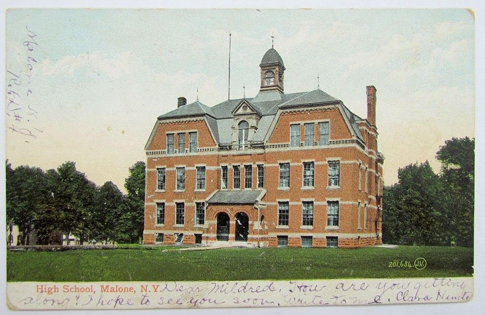 ANTIQUE UNDIVIDED POSTCARD - HIGH SCHOOL MALONE N.Y.