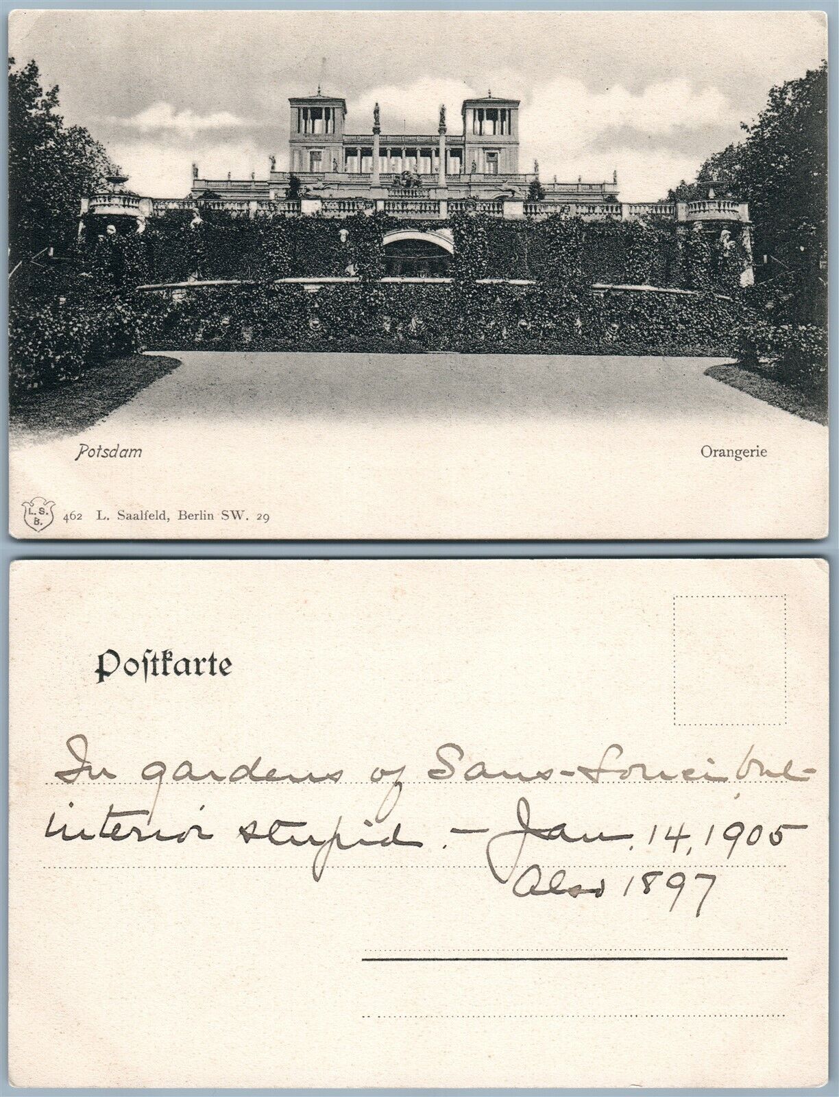 POTSDAM GERMANY ORANGERIE 1897 ANTIQUE POSTCARD