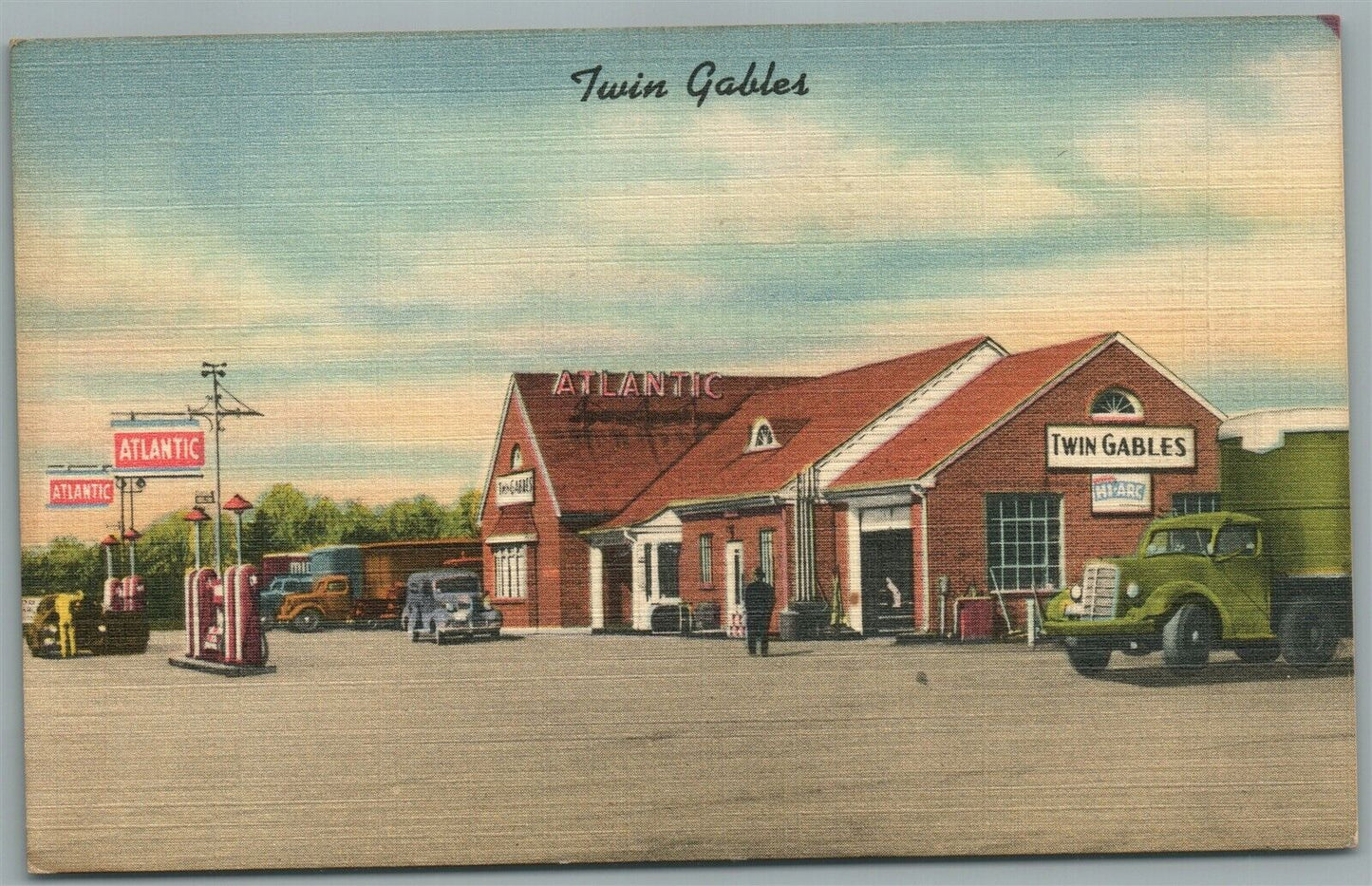 ATLANTIC GAS STATION GALETON PA ELECTRICAL RADIO ADVERTISING VINTAGE POSTCARD