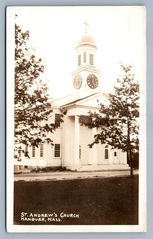 HANOVER MA ST.ANDREW'S CHURCH 1930 VINTAGE REAL PHOTO POSTCARD RPPC