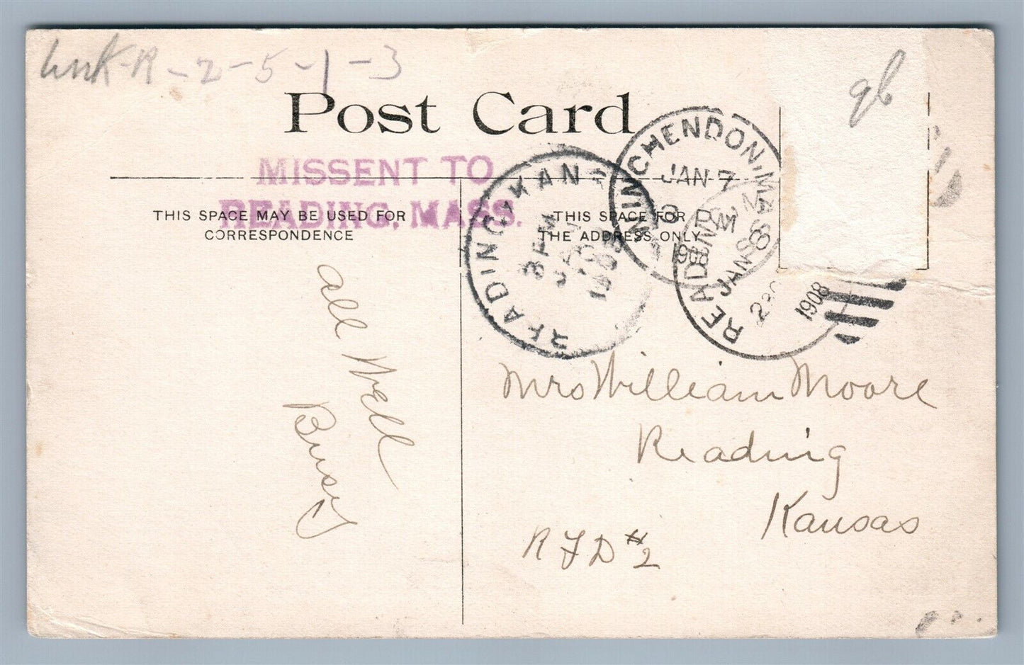 WINCHENDON MA MERRIL'S BLOCK NEW POST OFFICE ANTIQUE POSTCARD