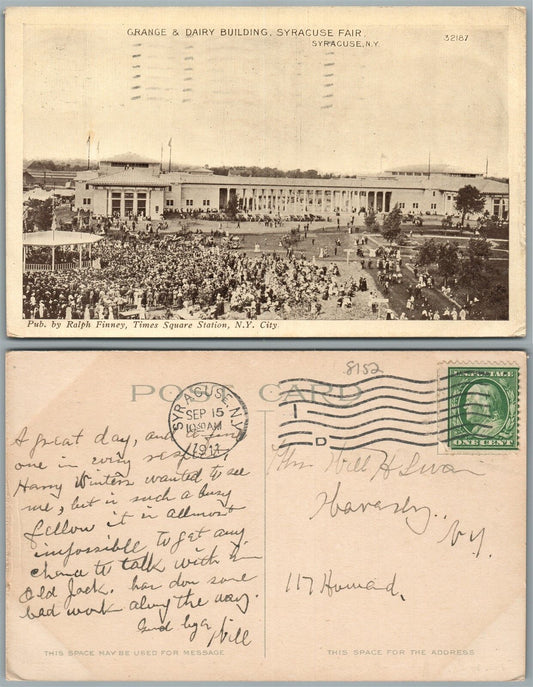 SYRACUSE FAIR N.Y. GRANGE & DAIRY BUILDING 1911 ANTIQUE POSTCARD