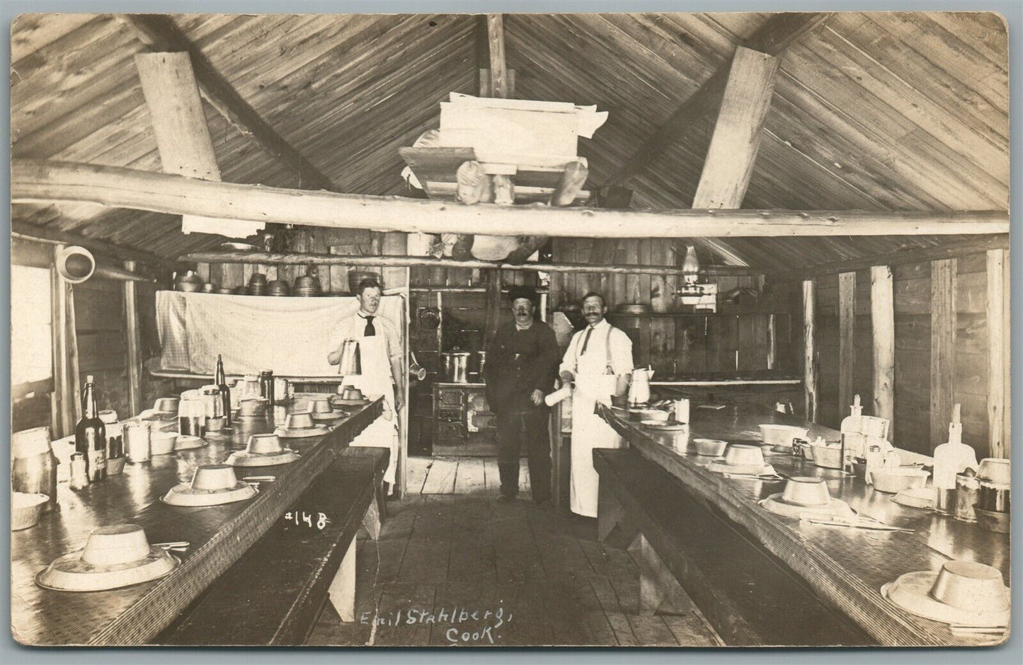 COUNTRY RESTAURANT INTERIOR ANTIQUE REAL PHOTO POSTCARD RPPC