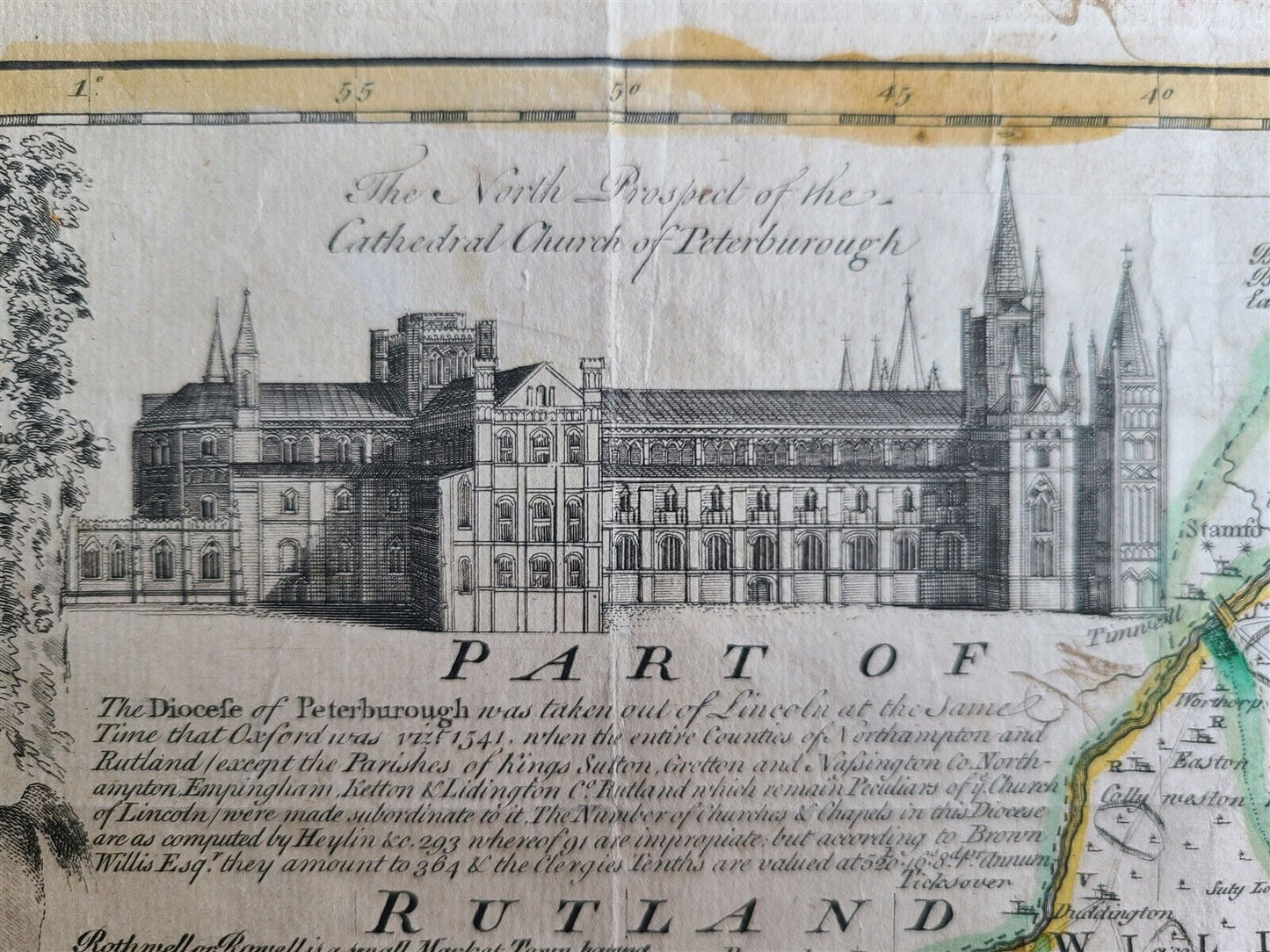 1764 ACCURATE MAP OF THE COUNTY OF NORTHAMPTON antique 17.5 x 21.5" 18th CENTURY