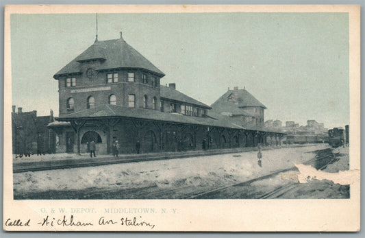 MIDDLETOWN NY RAILROAD STATION RAILWAY TRAIN DEPOT ANTIQUE POSTCARD