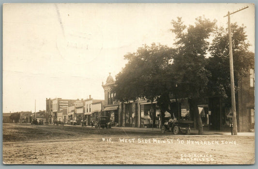 HAWARDEN IA WEST SIDE MAIN STREET ANTIQUE REAL PHOTO POSTCARD RPPC