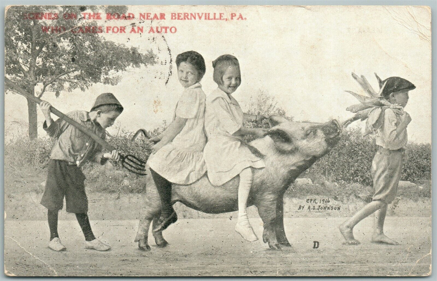 BERNVILLE PA PHOTOMONTAGE 1920 ANTIQUE POSTCARD collage montage