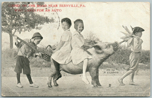 BERNVILLE PA PHOTOMONTAGE 1920 ANTIQUE POSTCARD collage montage