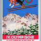 1936 OLYMPIC GAMES GERMANY VINTAGE POSTCARD w/ STAMP SKIING