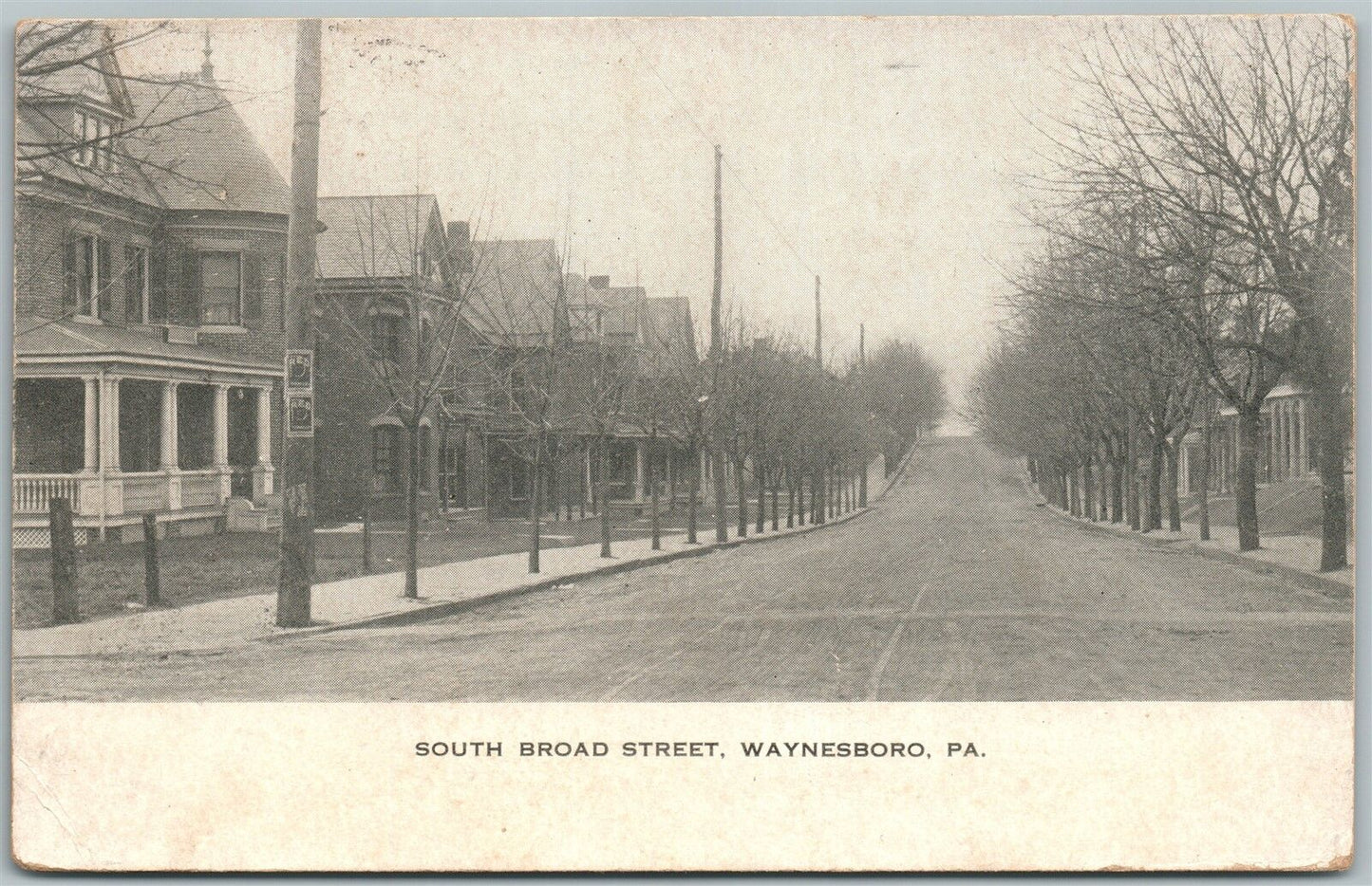 WAYNESBORO PA SOUTH BROAD STREET 1907 UNDIVIDED ANTIQUE POSTCARD