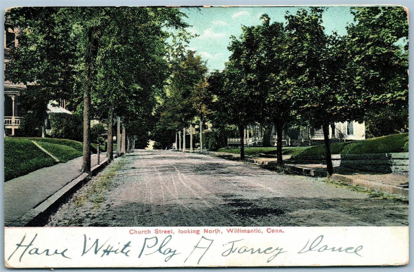 WILLIMANTIC CT CHURCH STREET ANTIQUE POSTCARD