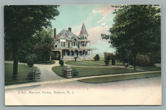 NEWTON NJ MERRIAM HOUSE ANTIQUE POSTCARD