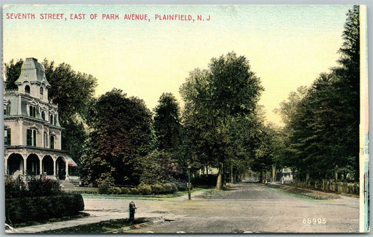 PLAINFIELD NJ SEVENTH STREET 1911 ANTIQUE POSTCARD