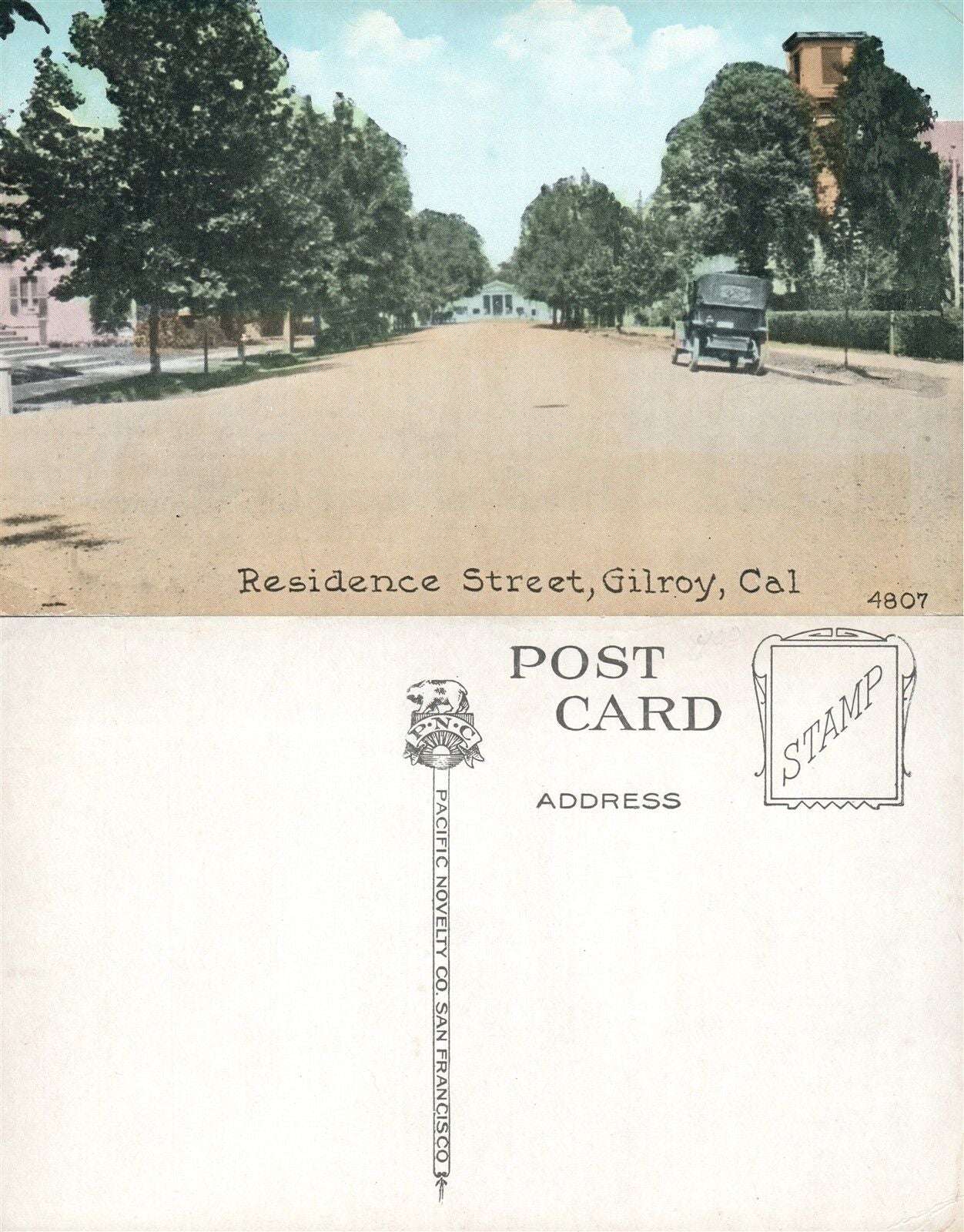 GILROY CA RESIDENCE STREET ANTIQUE POSTCARD