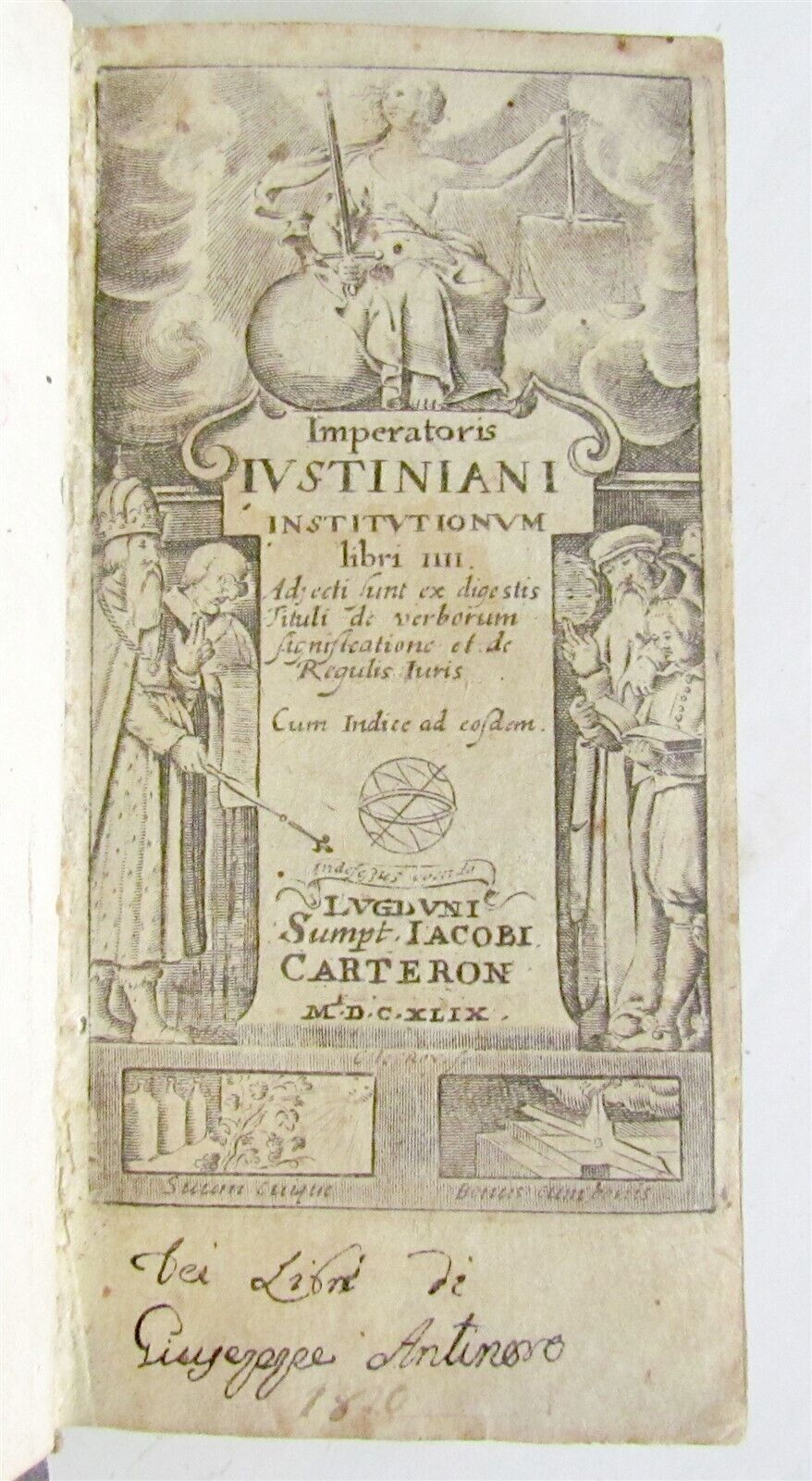 1649 IMPERATORIS JUSTINIANI INSTITUTIONUM LIBRI III antique