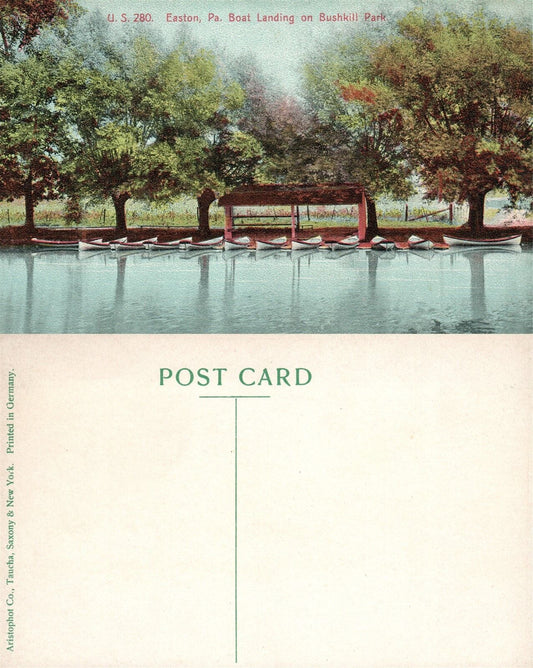 EASTON PA BUSHKILL PARK BOAT LANDING ANTIQUE POSTCARD